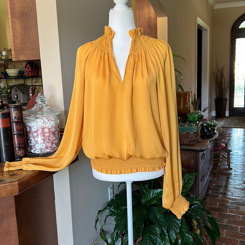 Dee Dee By C Luce smocked mock neck blouse sxM